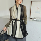 Châle imprimé à rayures géométriques en coton et viscose, foulard/hijab pour femme, protection solaire d'extérieur, 182 x 83 cm