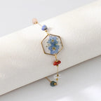 Bracelets uniques en résine époxy avec pendentif fleur bleue, élégants, à chaîne ajustable, vente en gros de jolis bracelets à breloques