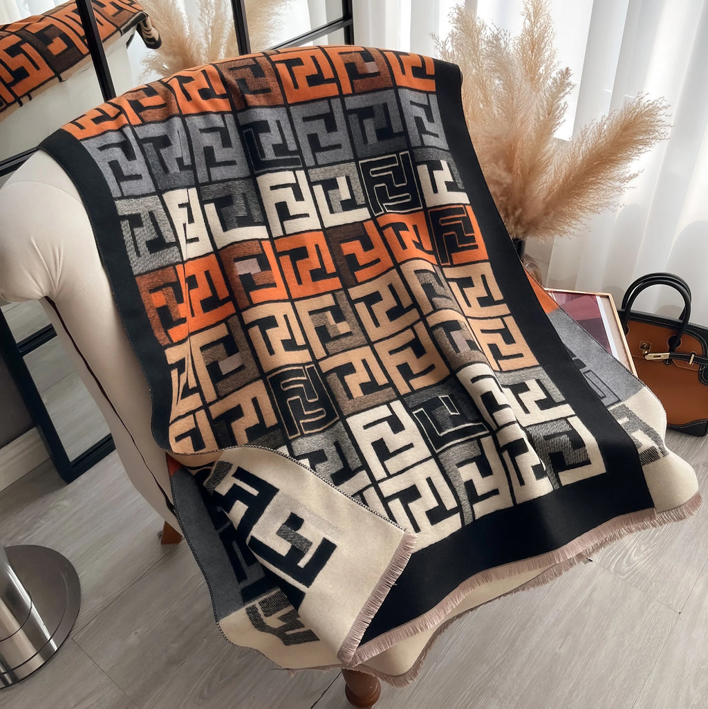 Écharpe de luxe imprimée double face pour femmes, Pashmina doux et chaud, châle à la mode, pour l'extérieur, résistant au froid, couverture coupe-vent