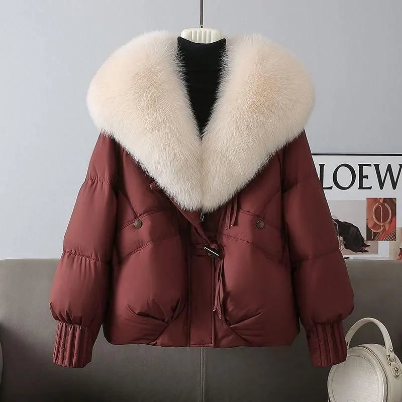 Parka d'hiver chaude et épaisse, col en fourrure amovible, coupe ample, style décontracté, doudoune et matelassée en coton, vêtements d'extérieur pour femmes
