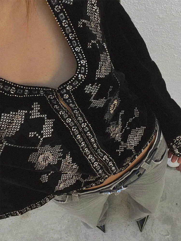 elours brodé veste manteau printemps femme décontracté manches longues mince bouton caché col rond élégant vêtements d'extérieur