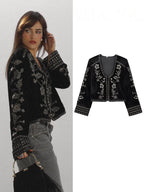 elours brodé veste manteau printemps femme décontracté manches longues mince bouton caché col rond élégant vêtements d'extérieur