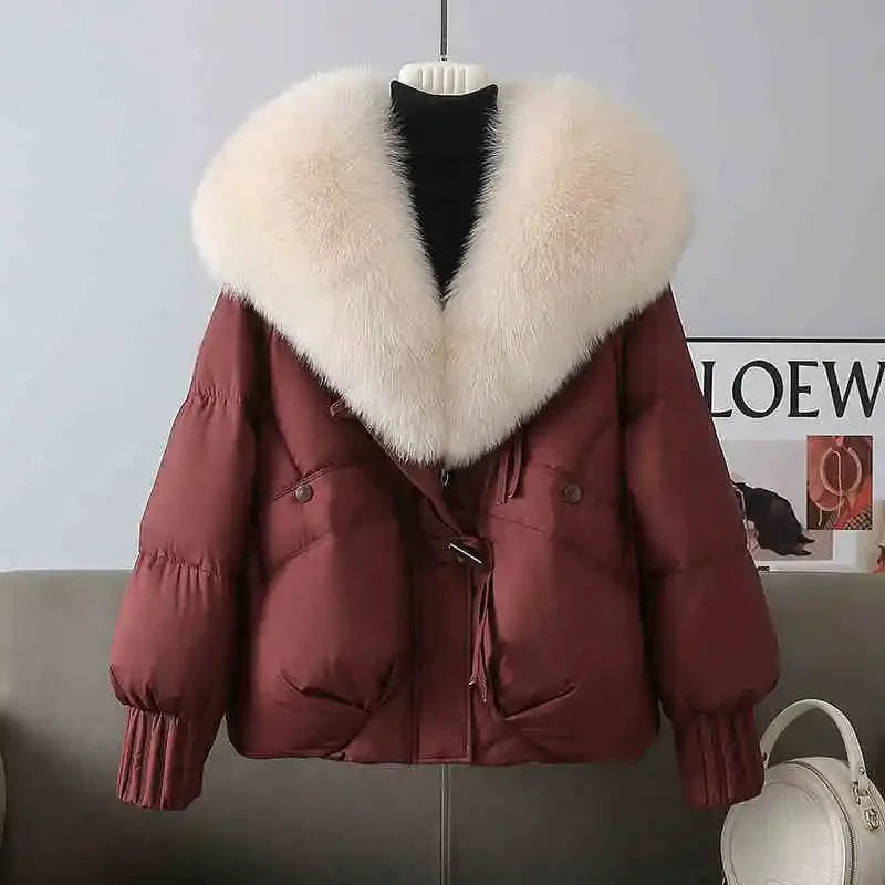 Parka d'hiver chaude et épaisse, col en fourrure amovible, coupe ample, style décontracté, doudoune et matelassée en coton, vêtements d'extérieur pour femmes