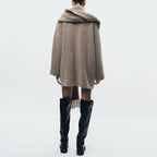 Gilet en maille pour femme avec écharpe, veste cintrée décontractée, manches longues, poches patchwork, pull élégant pour femme au bureau