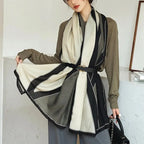 Châle imprimé à rayures géométriques en coton et viscose, foulard/hijab pour femme, protection solaire d'extérieur, 182 x 83 cm