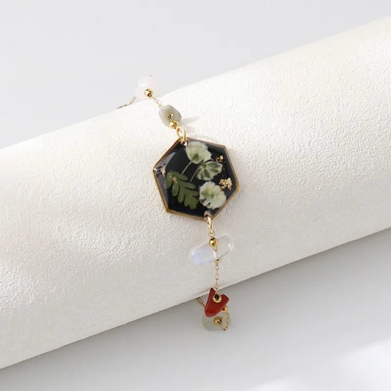 Bracelets uniques en résine époxy avec pendentif fleur bleue, élégants, à chaîne ajustable, vente en gros de jolis bracelets à breloques