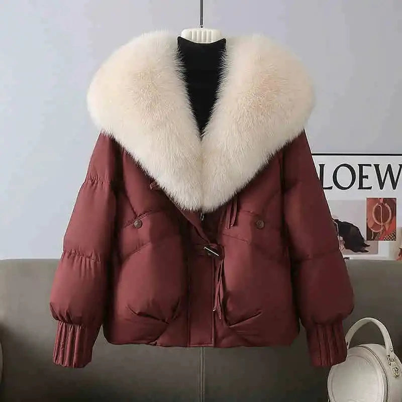 Parka d'hiver chaude et épaisse, col en fourrure amovible, coupe ample, style décontracté, doudoune et matelassée en coton, vêtements d'extérieur pour femmes