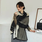 Châle imprimé à rayures géométriques en coton et viscose, foulard/hijab pour femme, protection solaire d'extérieur, 182 x 83 cm