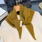Écharpe triangulaire britannique/coréenne Niche 100 % laine, foulard triangulaire pour femme, écharpe tricotée multifonctionnelle et chaude