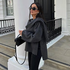 Manteaux d'hiver en peluche MUJER pour femmes, écharpe asymétrique, veste mi-saison, parka, manteau matelassé à manches longues, veste femme