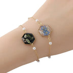 Bracelets uniques en résine époxy avec pendentif fleur bleue, élégants, à chaîne ajustable, vente en gros de jolis bracelets à breloques